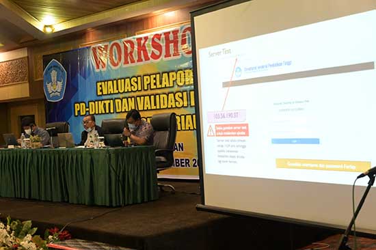 “Workshop” Persamaan Persepsi Validasi Data pada PDDIKTI (Sumber: HUMAS Universitas Riau)